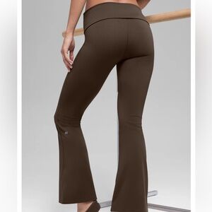 Alo Brown Fold-Over Flare Yoga Pants